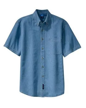 Port & Company SP11 - Short Sleeve Value Denim Shirt.