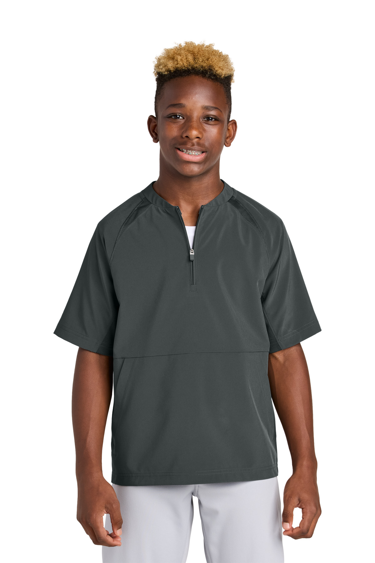 Sport-Tek YJST489 Youth Repeat 1/2-Zip Short Sleeve Jacket