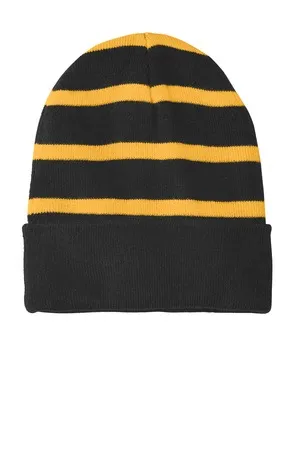 Sport-Tek STC31 Striped Beanie with Solid Band.