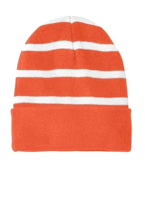 Sport-Tek STC31 Striped Beanie with Solid Band.