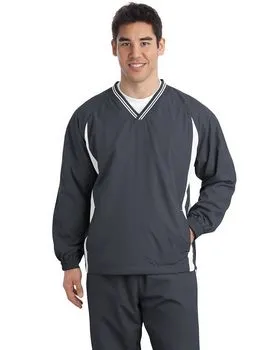 Sport-Tek TJST62 Tall Tipped V-Neck Raglan Wind Shirt.