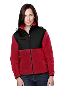 Tri-Mountain 7420 Women panda fleece jacket with nylon paneling.