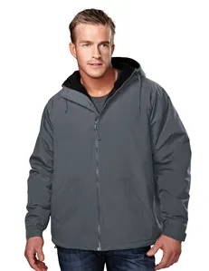 Tri-Mountain 8480 Men nylon hooded jacket with fleece lining.