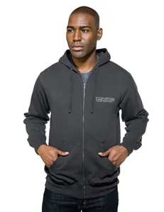 Tri-Mountain F590 Men 8.6 oz 60% cotton/40% polyester hooded full zip sweatshirt.