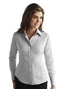 Tri-Mountain GOLD 972 Women 100% cotton non-iron twill dress shirt.