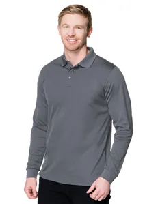 Tri-Mountain K022LS 5 oz. 100% polyester mini-pique long sleeve polo featuring UltracoolA moisture-wicking.