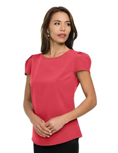 Tri-Mountain Lilac Bloom LB708 Women 5.1 oz. 95% polyester/5% spandex short sleeve scoop neck blouse.