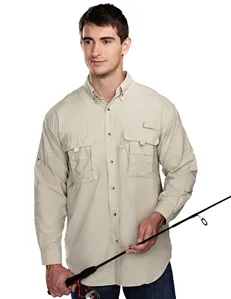 Tri-Mountain Performance 705 Men nylon long sleeve shirt with UPF protection and ventilated back.