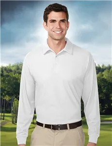 Tri-Mountain Performance K107LS Men 100% Polyester UC Long Sleeve Golf Shirt.