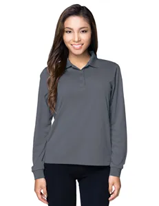 Tri-Mountain Performance KL020LS 5 oz. 100% polyester mini-pique long sleeve polo featuring moisture-wicking.