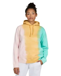 US Blanks 4412RB Unisex Made in USA Rainbow Tie-Dye Hooded Sweatshirt