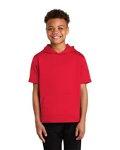 Sport-Tek YST251 Youth Sport-Wick Fleece Short Sleeve Hooded Pullover.