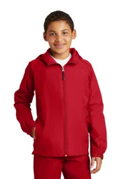 Sport-Tek YST73 Youth Hooded Raglan Jacket.